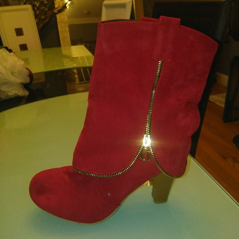 Red suede boots